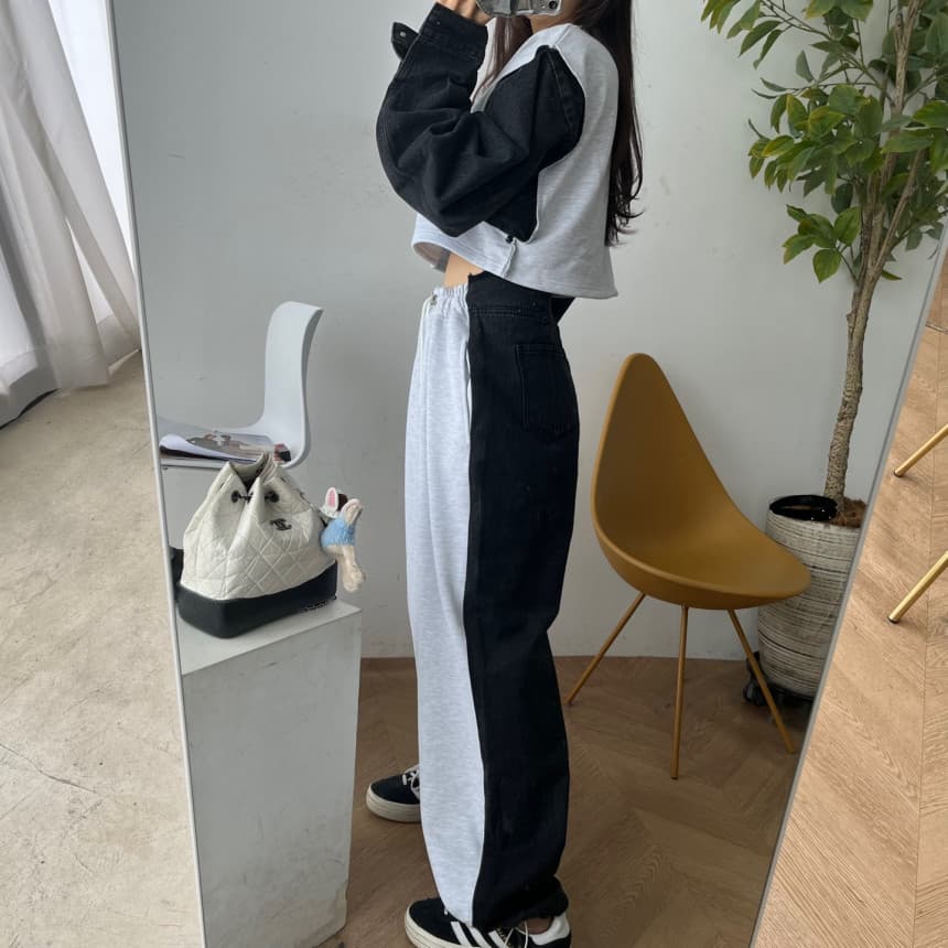 지금 패치워크 데님 후드티 상세 이미지 8