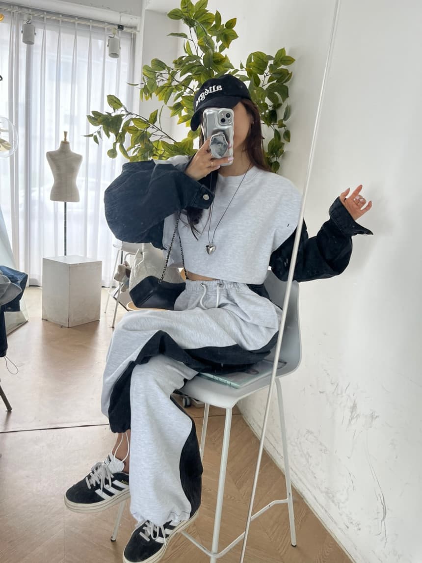 지금 데님 색상 일치 후드티 상세 이미지 10