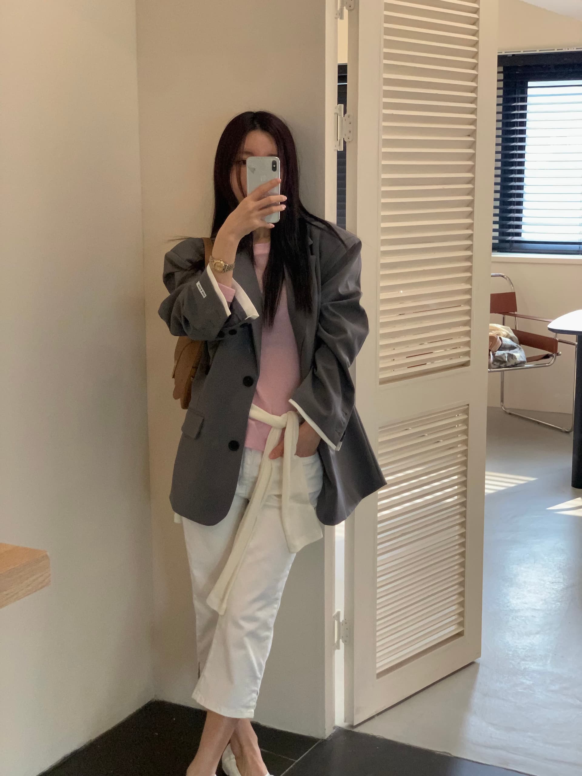 지금 ins 인터넷 유명인 미니멀리즘 다용도 하이웨이스트 슬림해 보이는 스트레이트 7 분 청바지 상세 이미지 89
