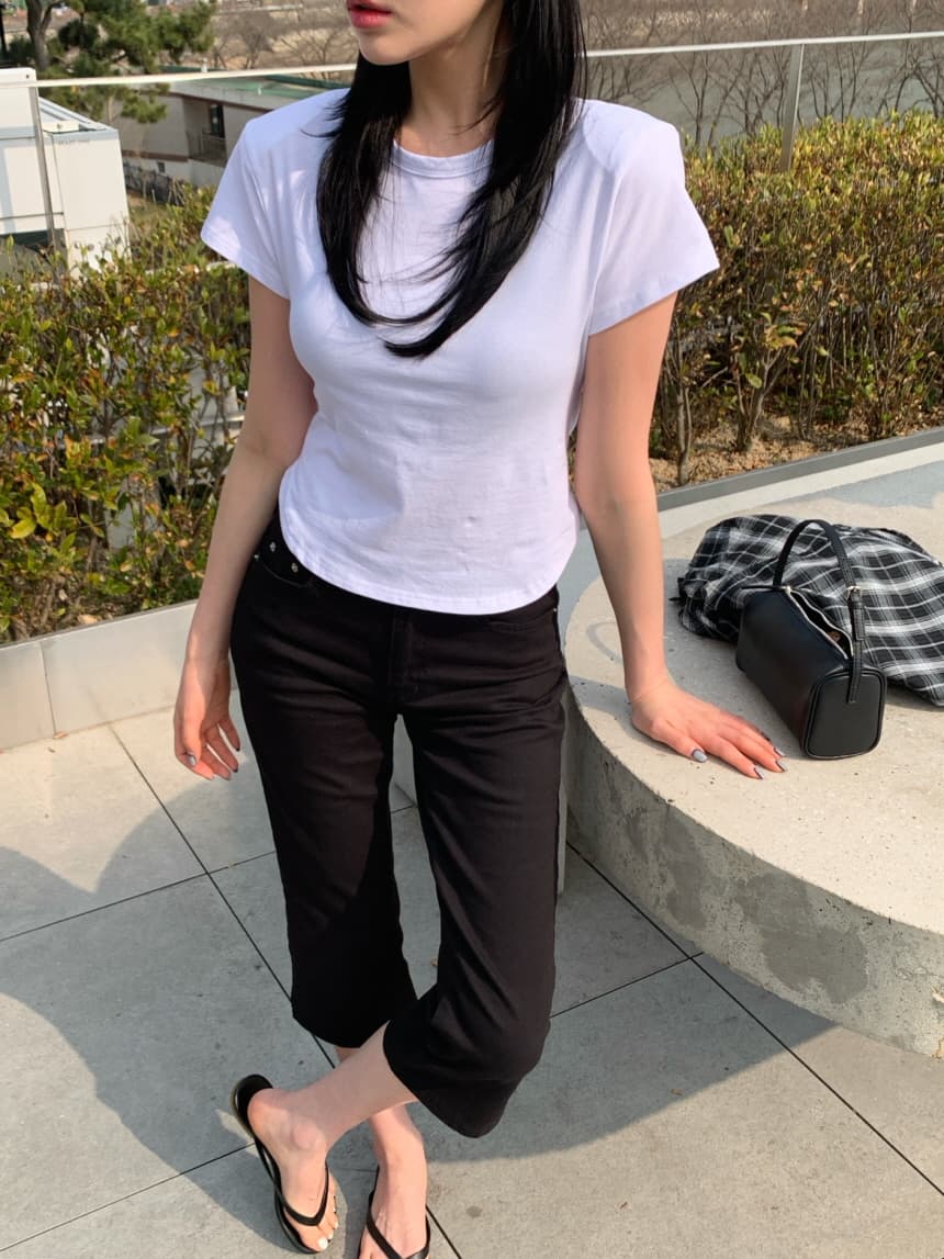 지금 ins 인터넷 유명인 미니멀리즘 다용도 하이웨이스트 슬림해 보이는 스트레이트 7 분 청바지 상세 이미지 29