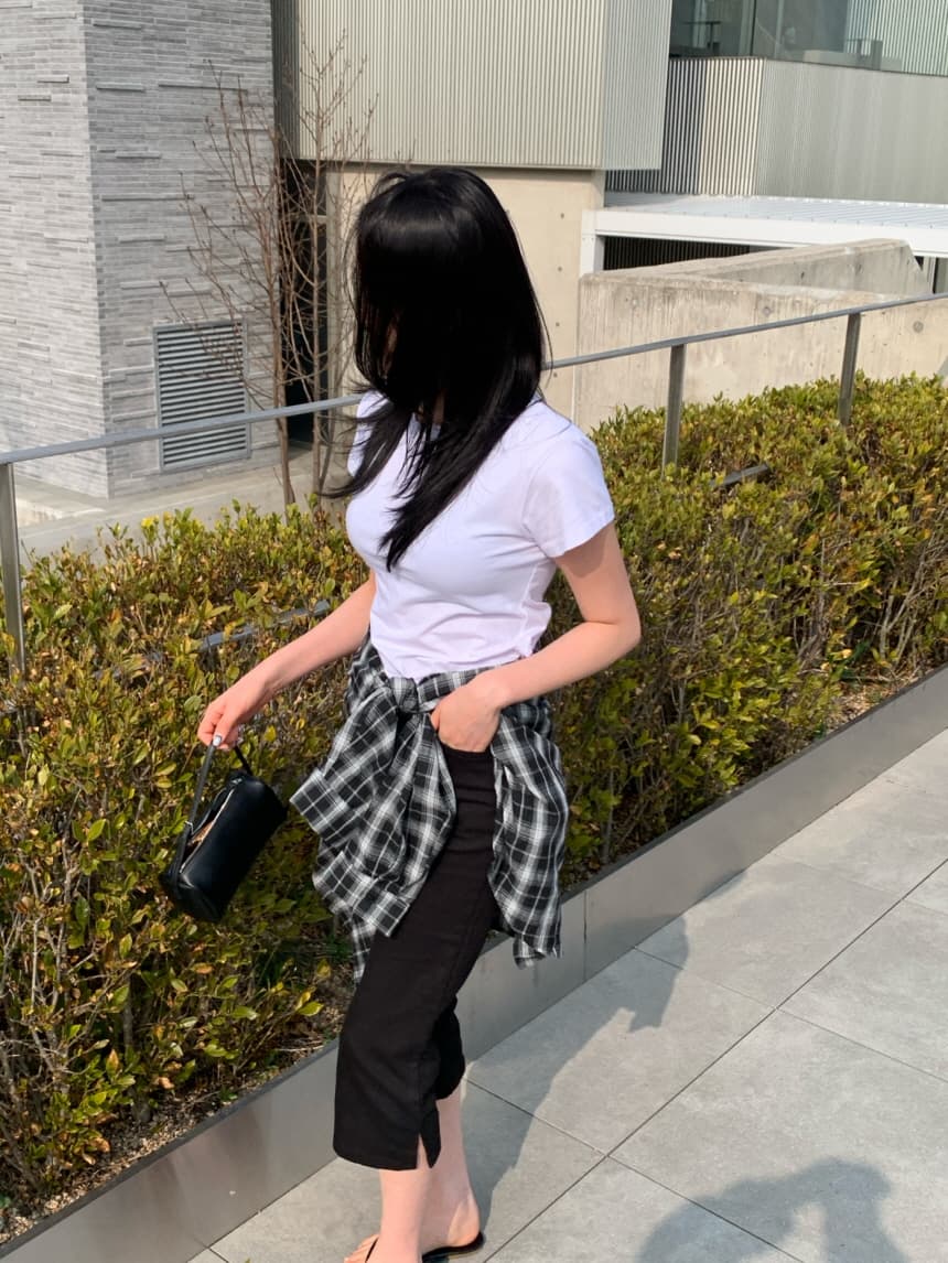 지금 ins 인터넷 유명인 미니멀리즘 다용도 하이웨이스트 슬림해 보이는 스트레이트 7 분 청바지 상세 이미지 32