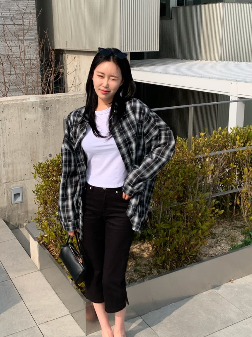 지금 ins 인터넷 유명인 미니멀리즘 다용도 하이웨이스트 슬림해 보이는 스트레이트 7 분 청바지 상세 이미지 33