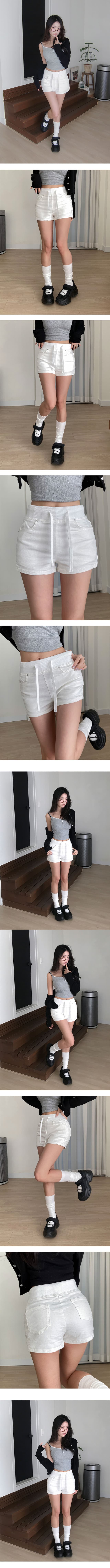 지금 상쾌 필터 스트레이트 패치워크 레이스업 데님 반바지 상세 이미지 10