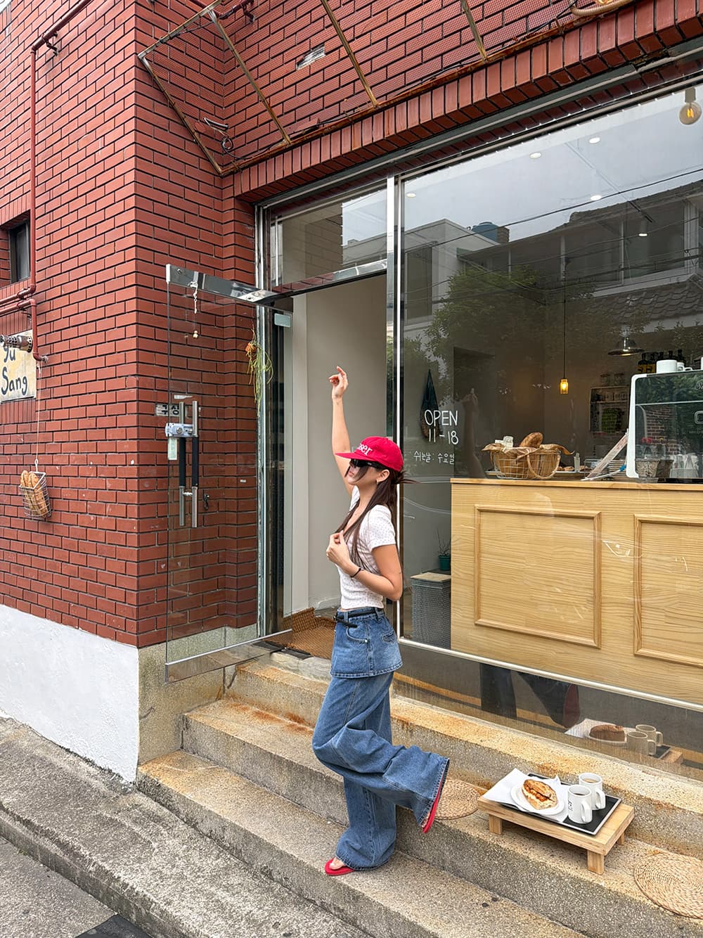 26 봄 세련된 개성 치마 스타일 계단식 페이크 레이어드 넓은 다리 트렌드 청바지 상세 이미지 13