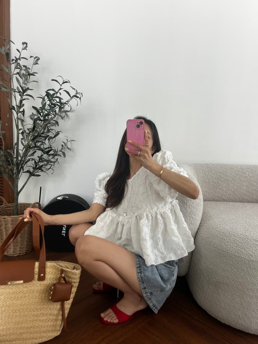 26 아모이 패션 레트로 연삭 화이트 한 마디 밴딩 펌프 로프 데님 반바지 핫 바지 여성 상세 이미지 28
