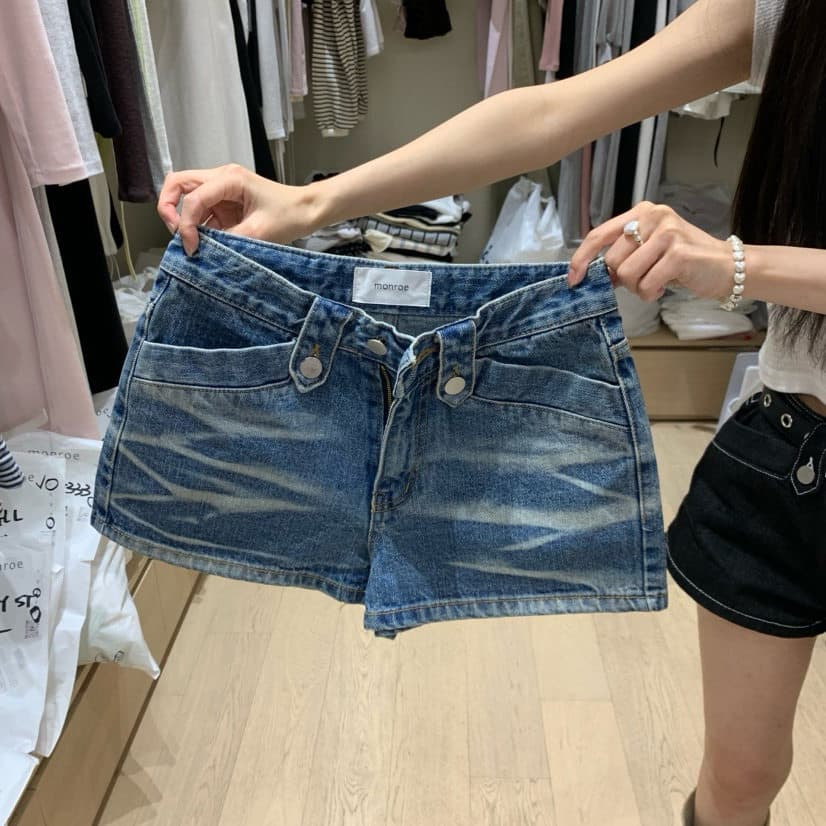 26 아모이 패션 한 마디 다용도 슬림해 보이는 레트로 데님 반바지 핫 바지 여성 상세 이미지 11