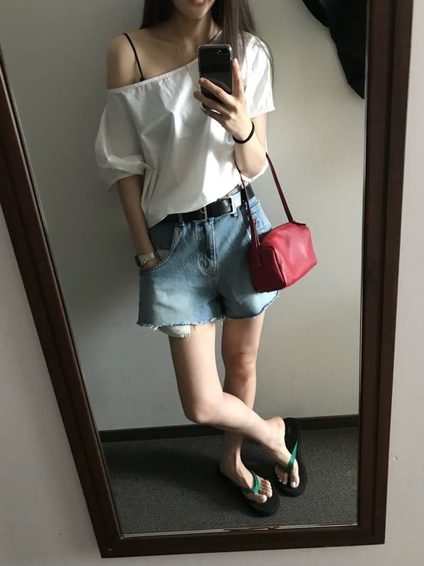 26 여름 외국 가스 패치워크 다용도 데님 반바지 이미지 2