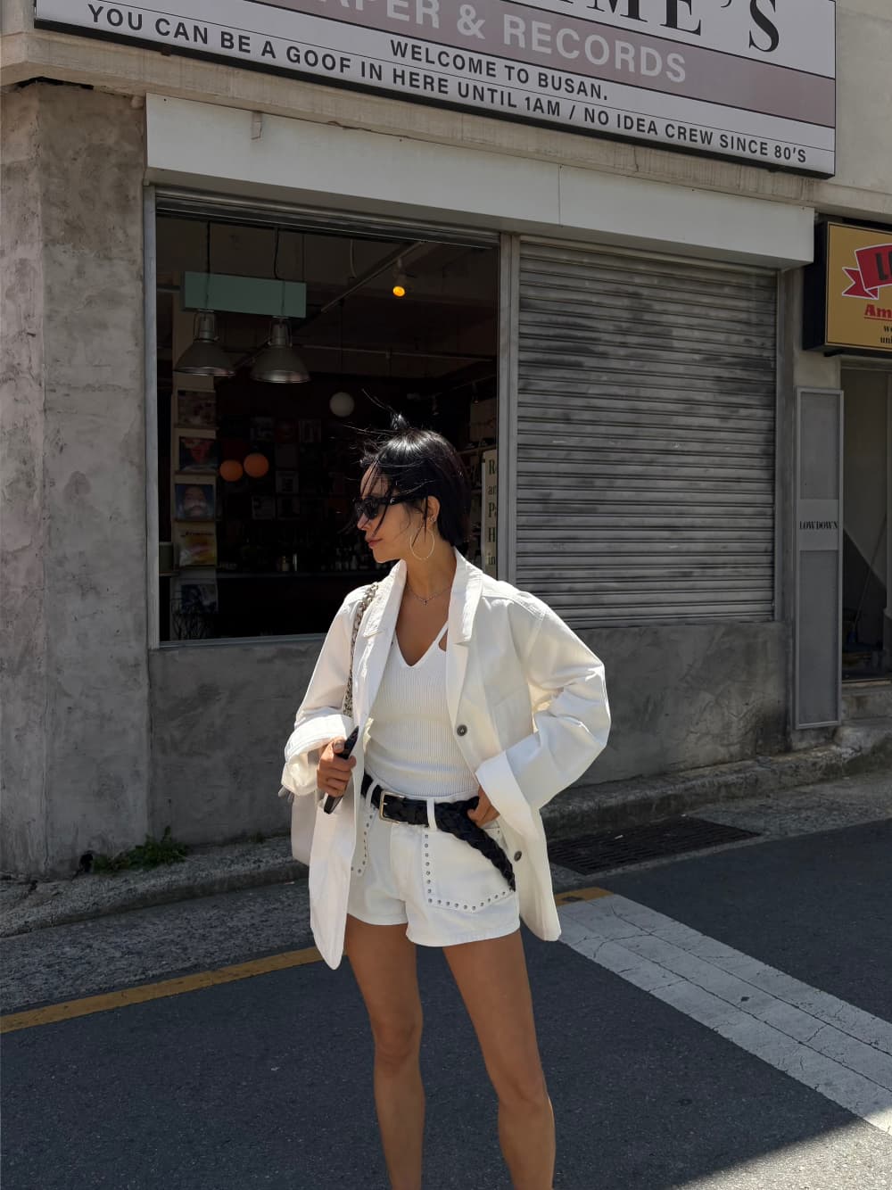 핫걸 거리 밖 징 배색 슬림해 보이는 데님 반바지 상세 이미지 19