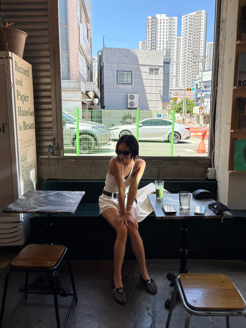 핫걸 거리 밖 징 배색 슬림해 보이는 데님 반바지 상세 이미지 34