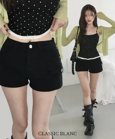 로우 웨이스트 초단 워크웨어 핫걸 반바지 이미지 2