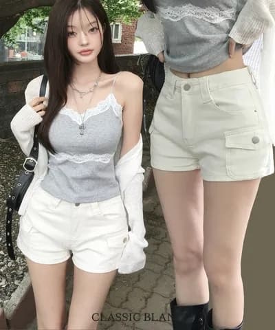 로우 웨이스트 초단 워크웨어 핫걸 반바지 이미지 3