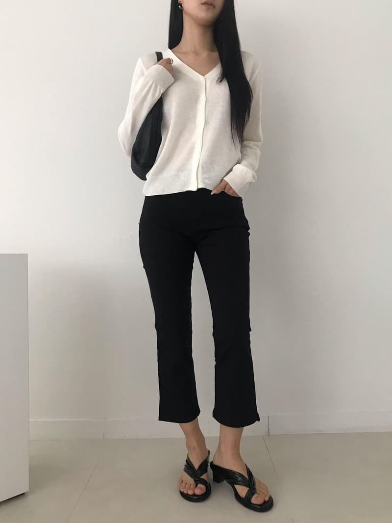 지금 중간 허리 더블 측면 트임 부츠컷 7부 바지 상세 이미지 59