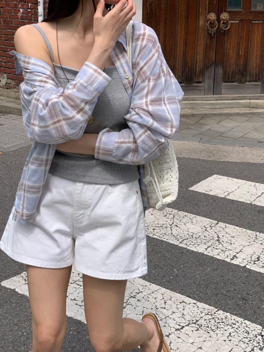 봄 여름 섹션 레트로 다용도 이후 주머니 자수 한 마디 데님 반바지 상세 이미지 6