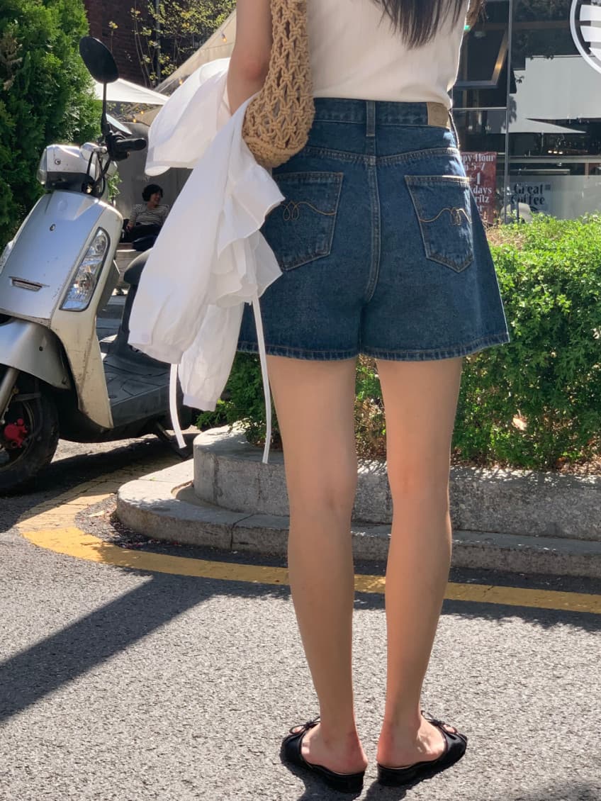 봄 여름 섹션 레트로 다용도 이후 주머니 자수 한 마디 데님 반바지 상세 이미지 25