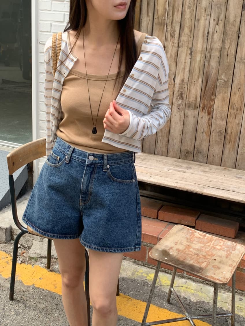 봄 여름 섹션 레트로 다용도 이후 주머니 자수 한 마디 데님 반바지 상세 이미지 42