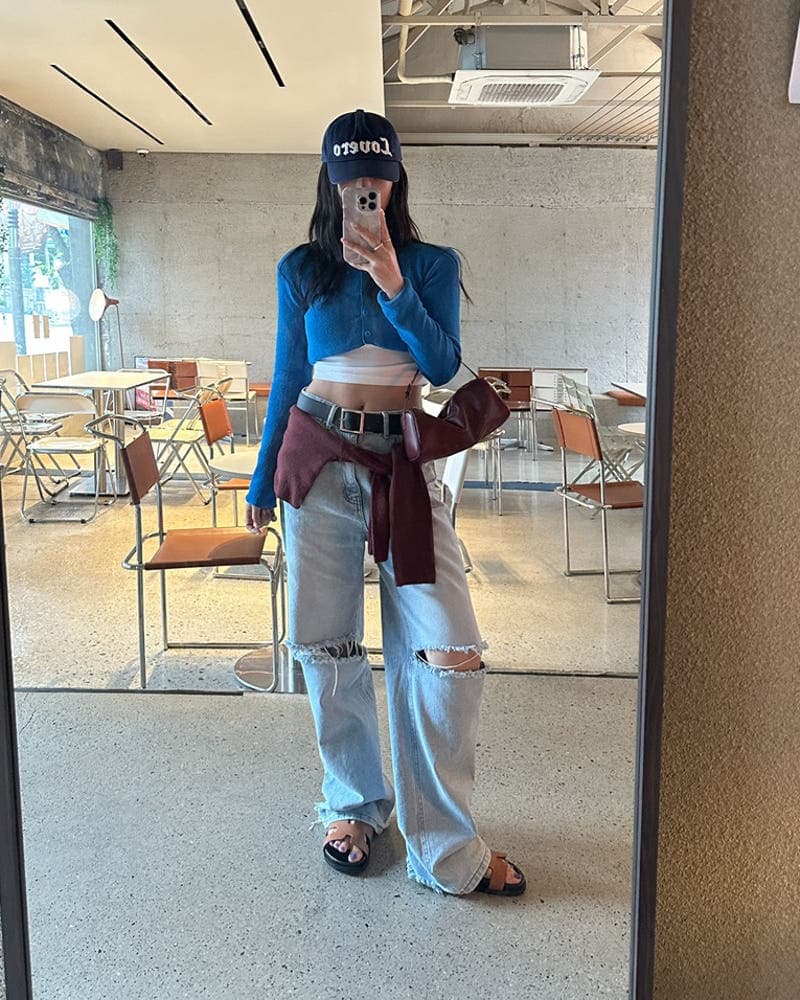 봄 여름 섹션 패션 다용도 찢어진 부분 청바지 상세 이미지 1