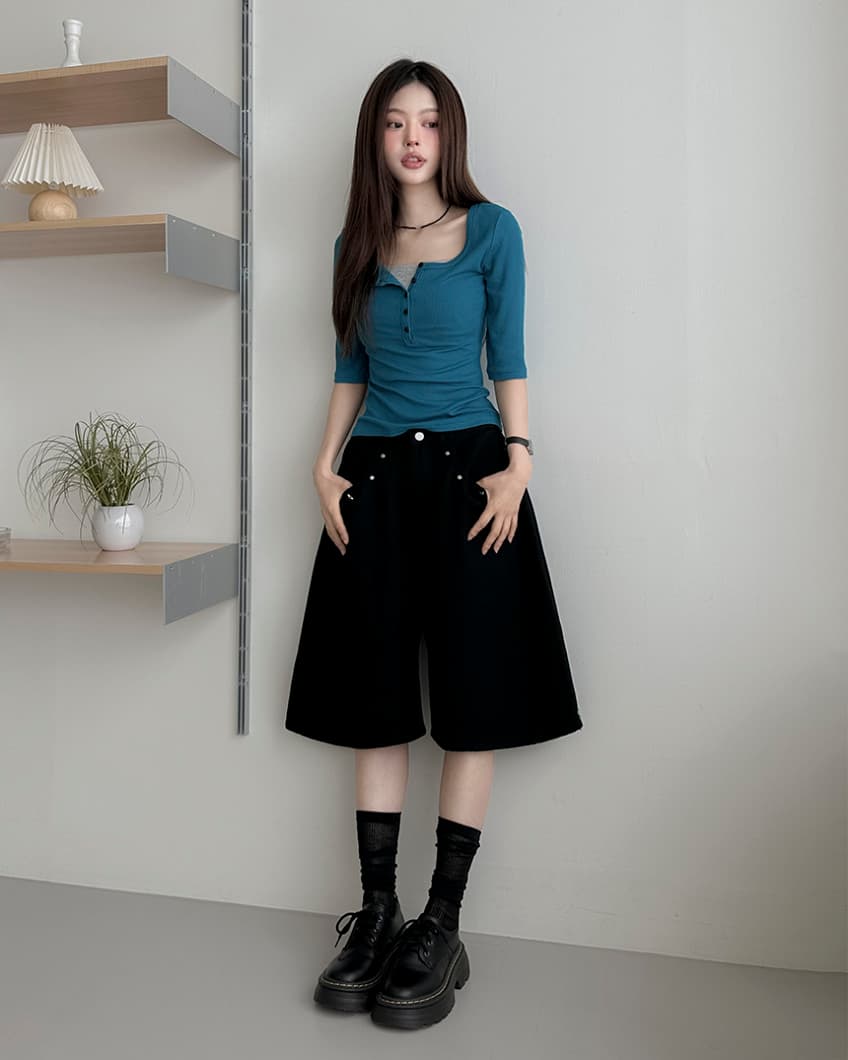 ins 인터넷 유명인 핫걸 플리츠 명중 못 데님 넓은 다리 바지 상세 이미지 42