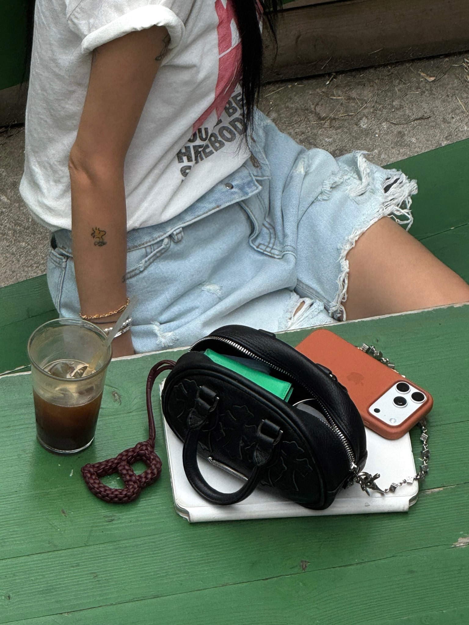 여름 새로운 워싱 찢어진 마술 구멍 루즈핏 데님 반바지 오부 바지 상세 이미지 7