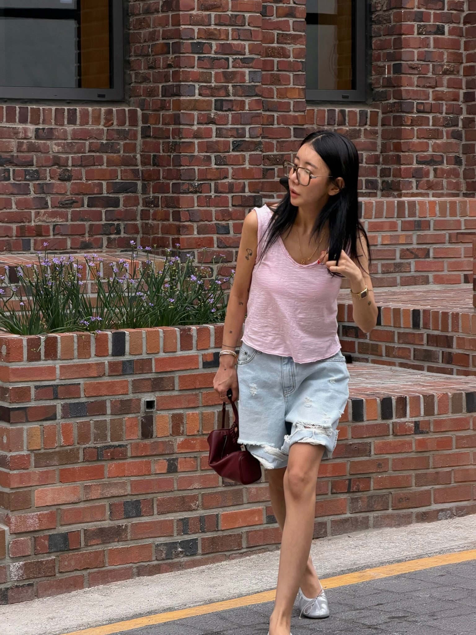 여름 새로운 워싱 찢어진 마술 구멍 루즈핏 데님 반바지 오부 바지 상세 이미지 12