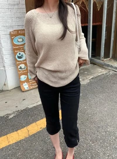지금 하이웨이스트 슬림해 보이는 다용도 바지 트임 데님 7부 바지 이미지 3