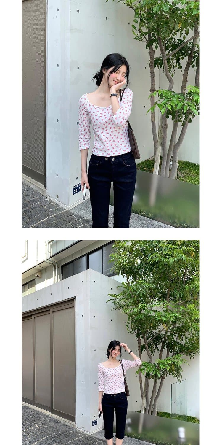 2026 여름 어두운 색 몸매 가꾸기 캐주얼 데님 7부 바지 상세 이미지 15