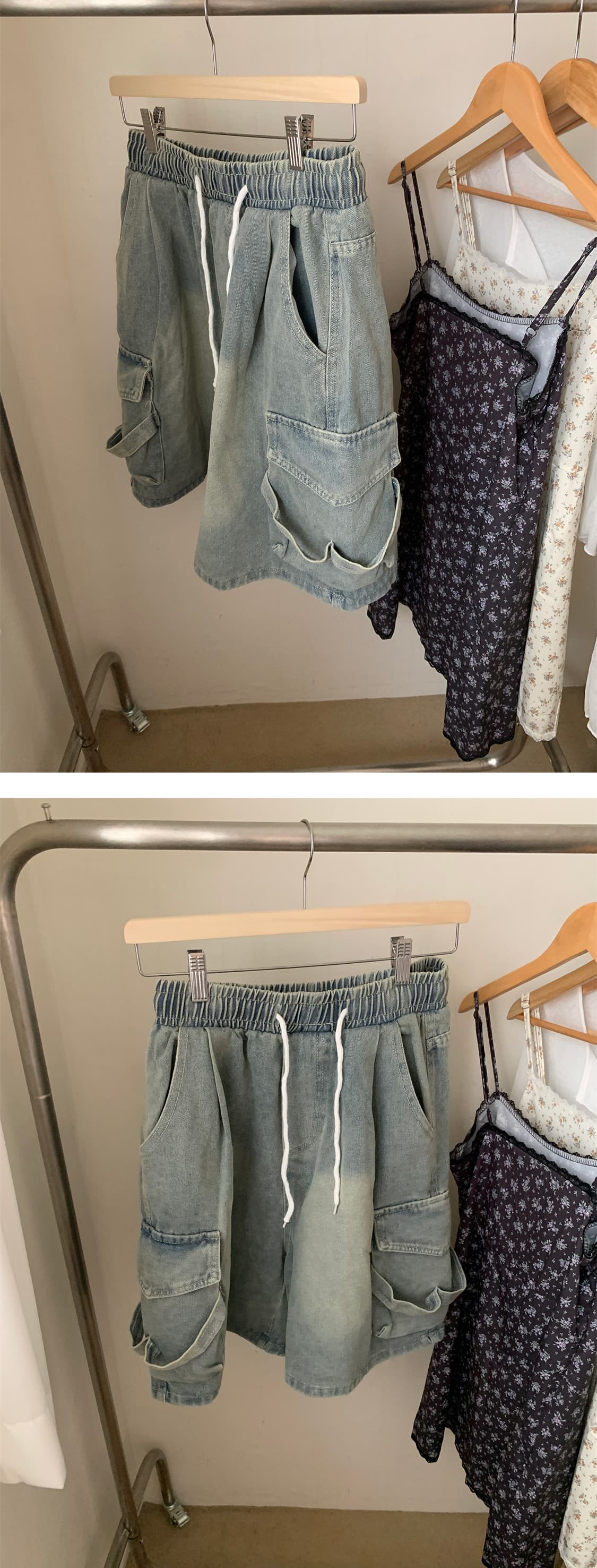 레트로 워싱 워크웨어 주머니 데님 바지 상세 이미지 7