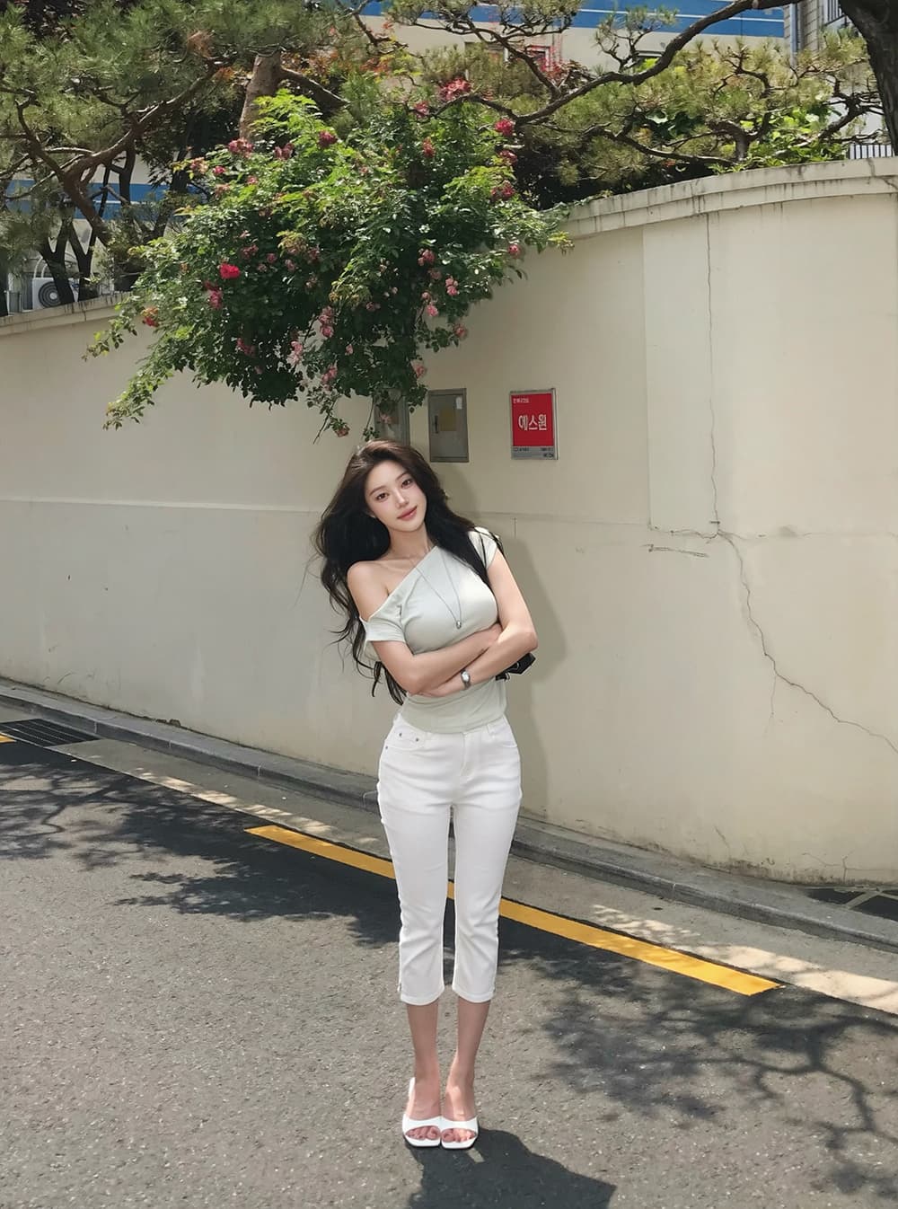 지금 ins 인터넷 유명인 미니멀리즘 다용도 하이웨이스트 슬림해 보이는 스트레이트 7 분 청바지 상세 이미지 30