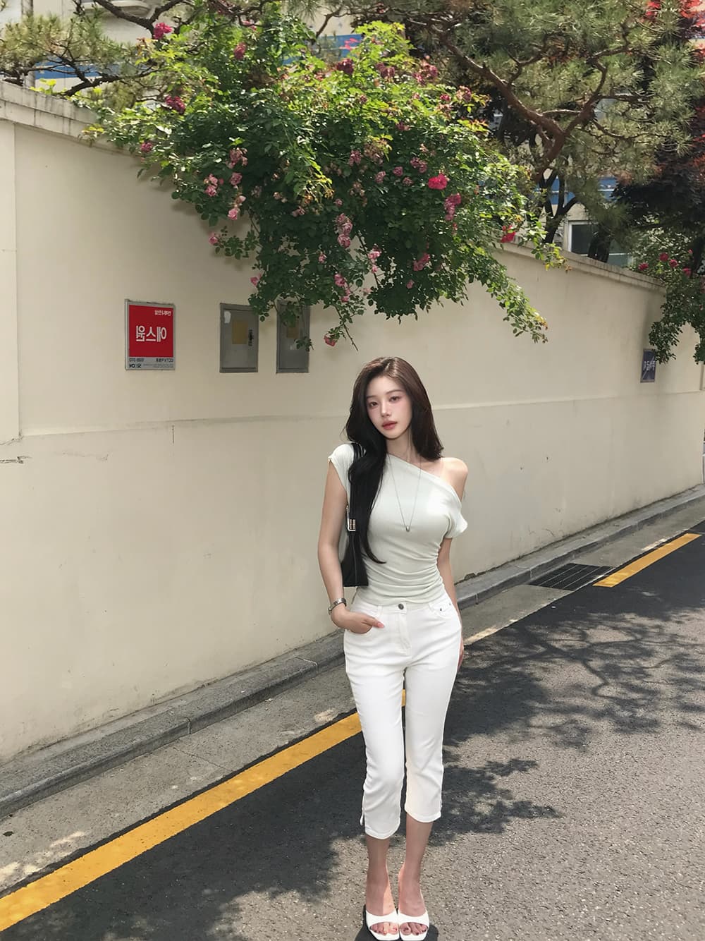 지금 ins 인터넷 유명인 미니멀리즘 다용도 하이웨이스트 슬림해 보이는 스트레이트 7 분 청바지 상세 이미지 35