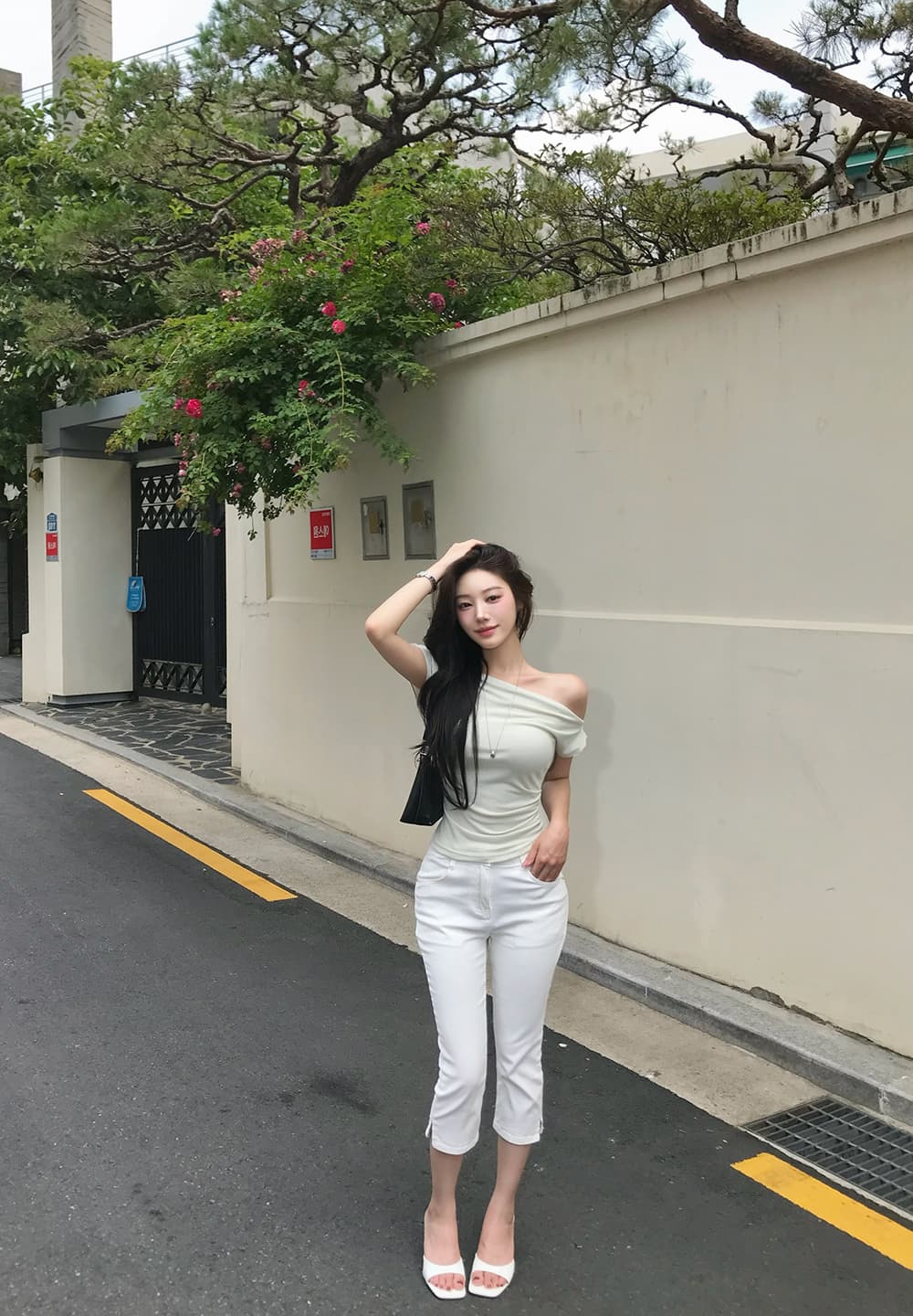 지금 ins 인터넷 유명인 미니멀리즘 다용도 하이웨이스트 슬림해 보이는 스트레이트 7 분 청바지 상세 이미지 36