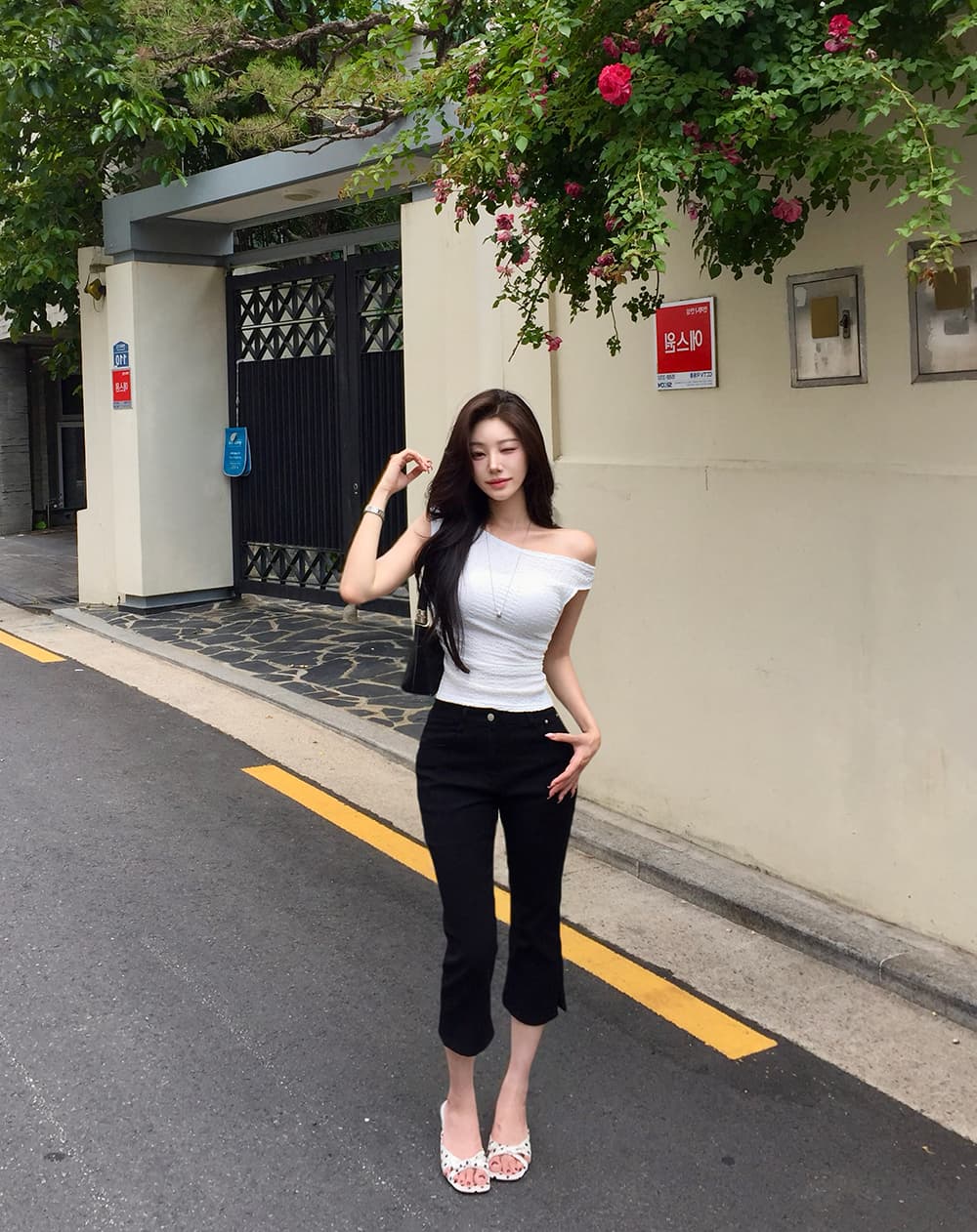 지금 ins 인터넷 유명인 미니멀리즘 다용도 하이웨이스트 슬림해 보이는 스트레이트 7 분 청바지 상세 이미지 46