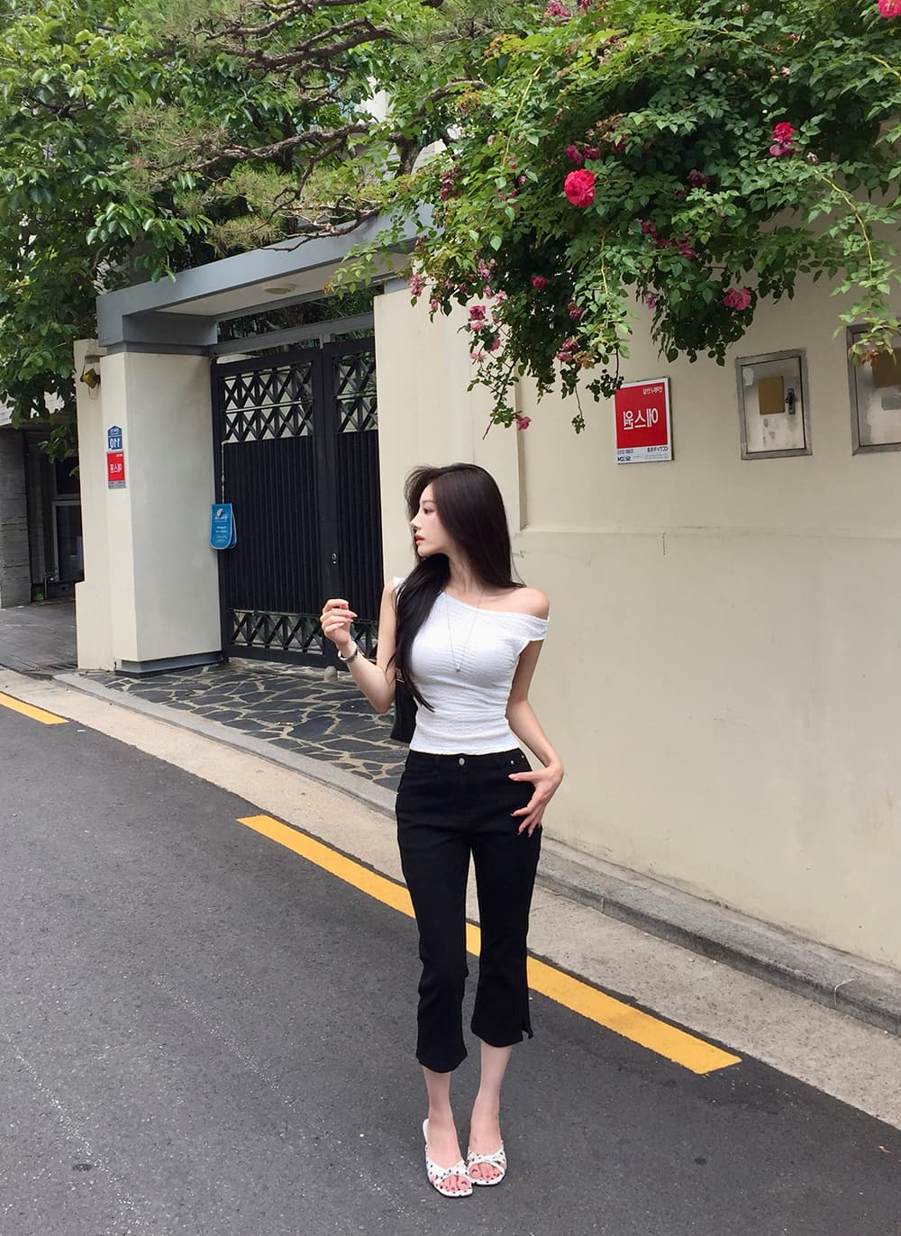 지금 ins 인터넷 유명인 미니멀리즘 다용도 하이웨이스트 슬림해 보이는 스트레이트 7 분 청바지 상세 이미지 51