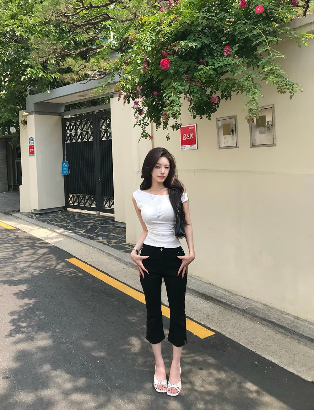 지금 ins 인터넷 유명인 미니멀리즘 다용도 하이웨이스트 슬림해 보이는 스트레이트 7 분 청바지 상세 이미지 52