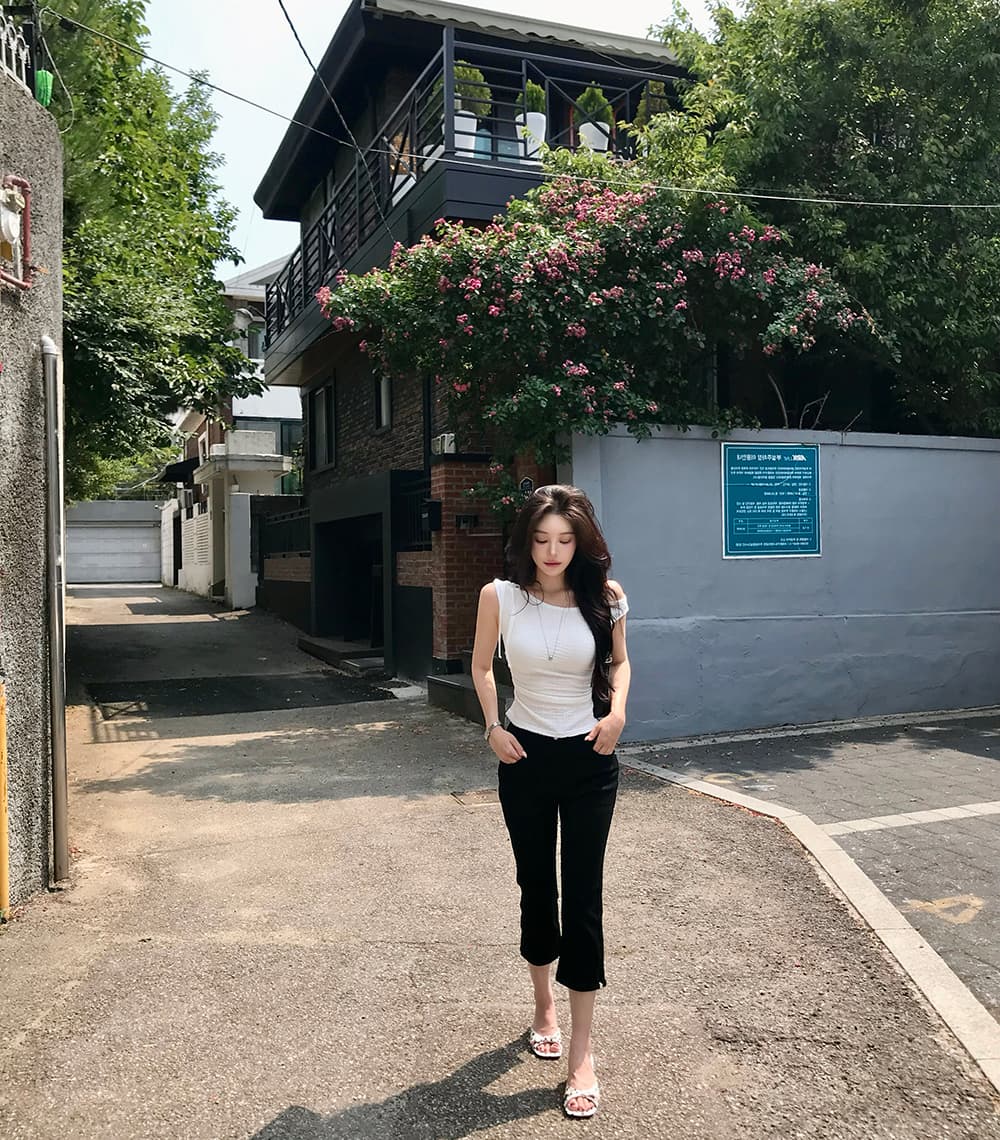 지금 ins 인터넷 유명인 미니멀리즘 다용도 하이웨이스트 슬림해 보이는 스트레이트 7 분 청바지 상세 이미지 56