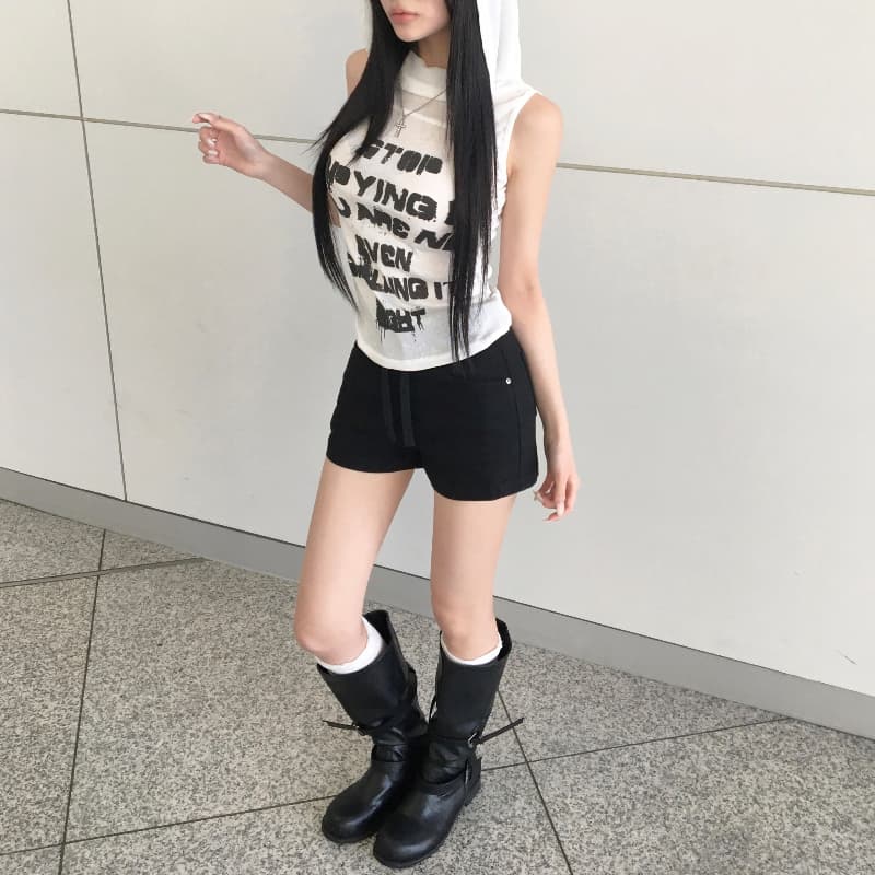 지금 여름 패션 다용도 펌프 로프 데님 반바지 이미지 3