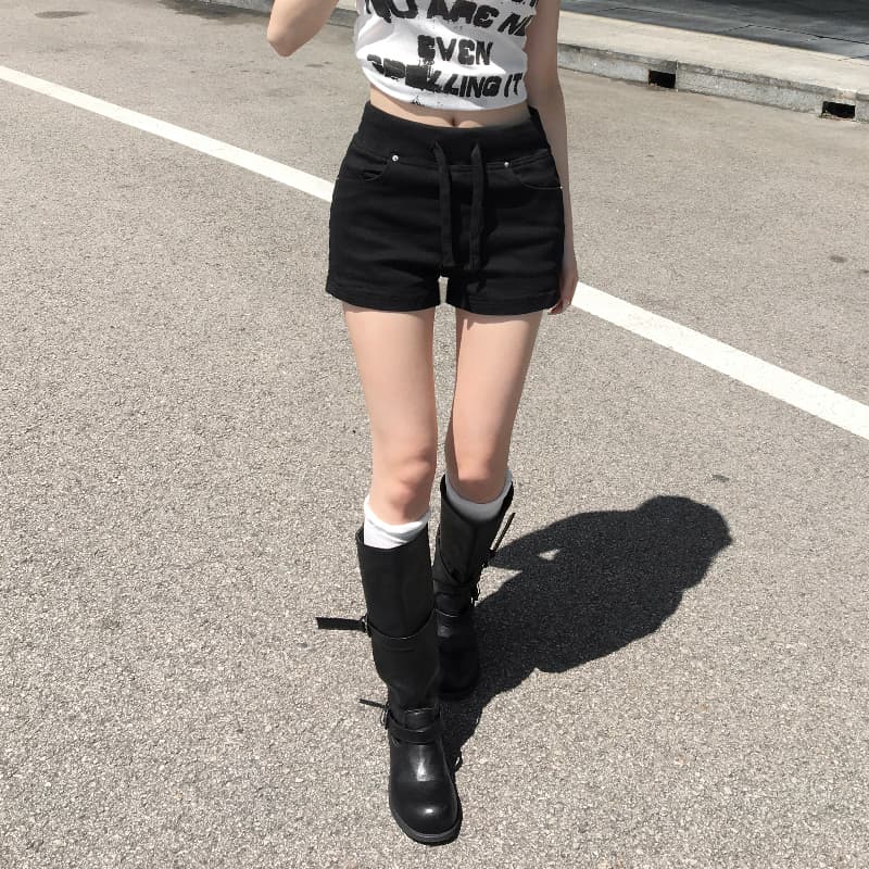 지금 여름 패션 다용도 펌프 로프 데님 반바지 상세 이미지 20