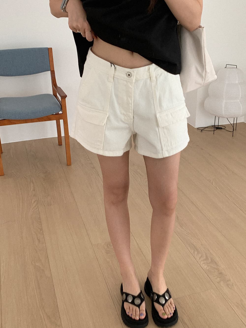 워크웨어 데님 반바지 이미지 3