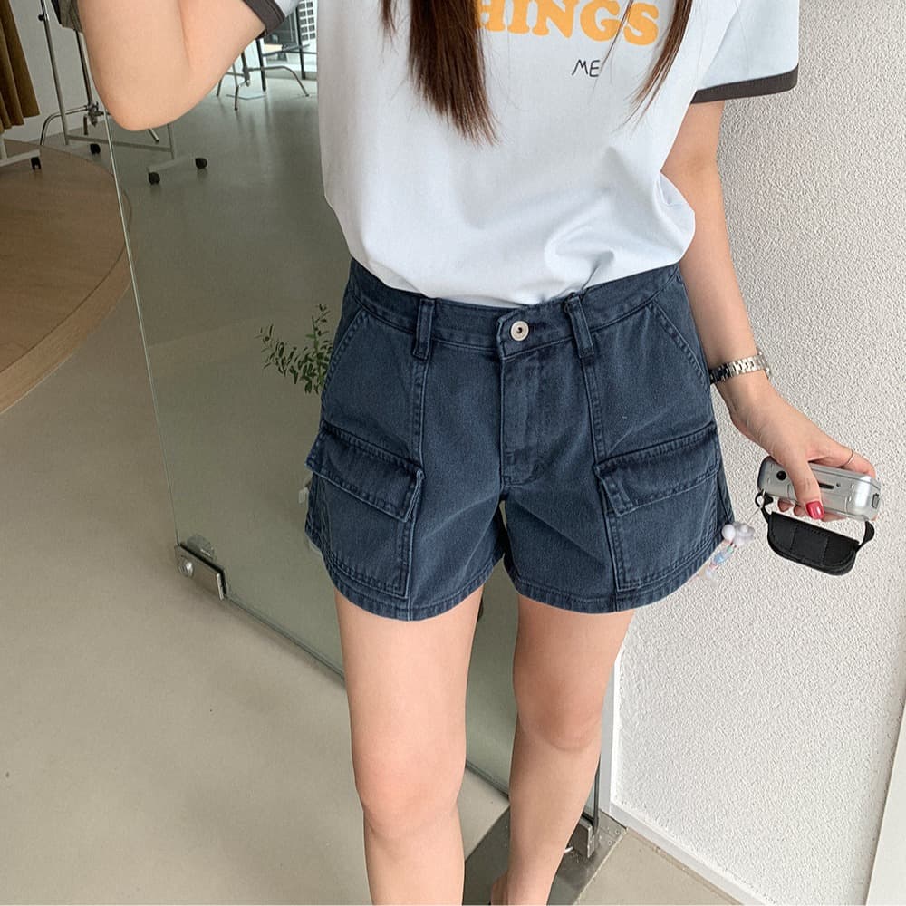 워크웨어 데님 반바지 이미지 5