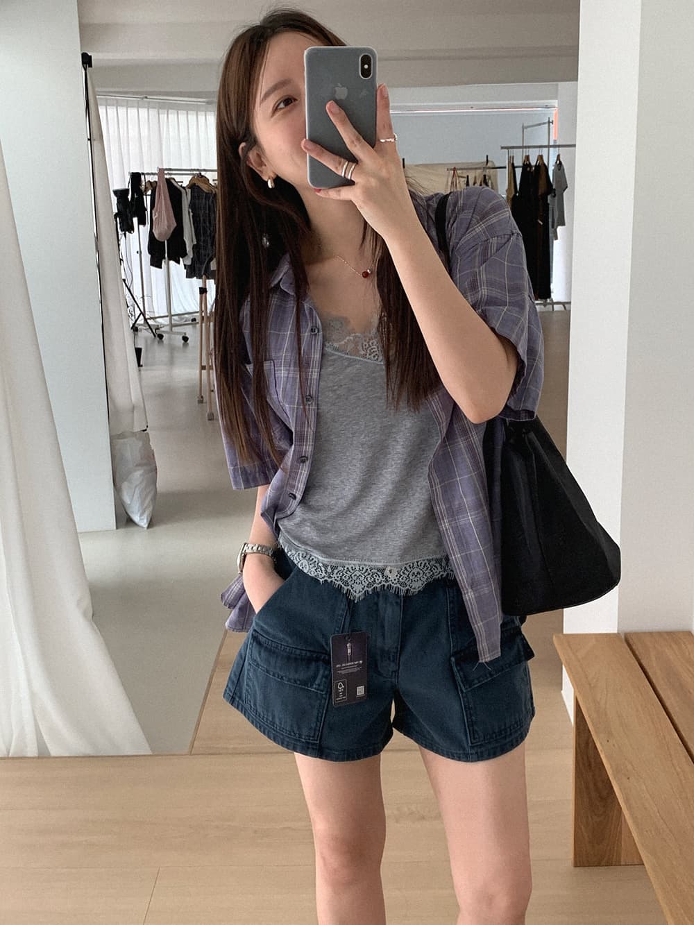 워크웨어 데님 반바지 상세 이미지 2
