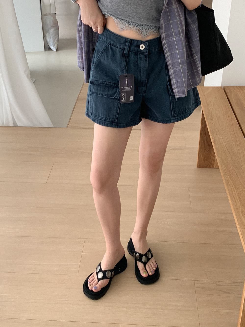 워크웨어 데님 반바지 상세 이미지 3