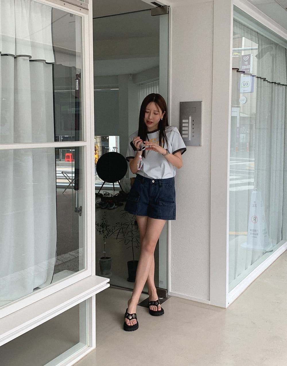 워크웨어 데님 반바지 상세 이미지 29