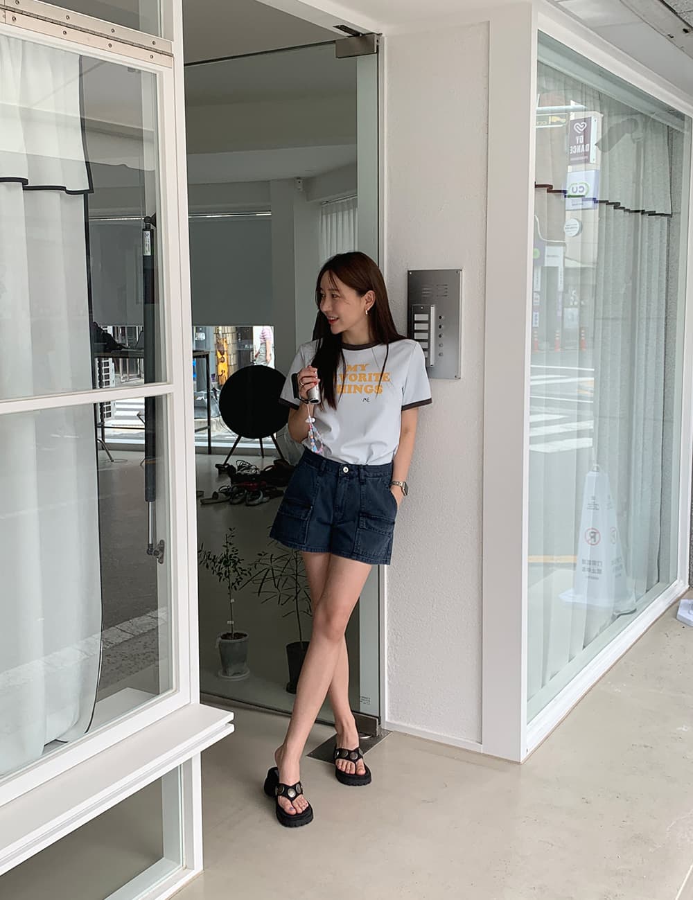 워크웨어 데님 반바지 상세 이미지 30