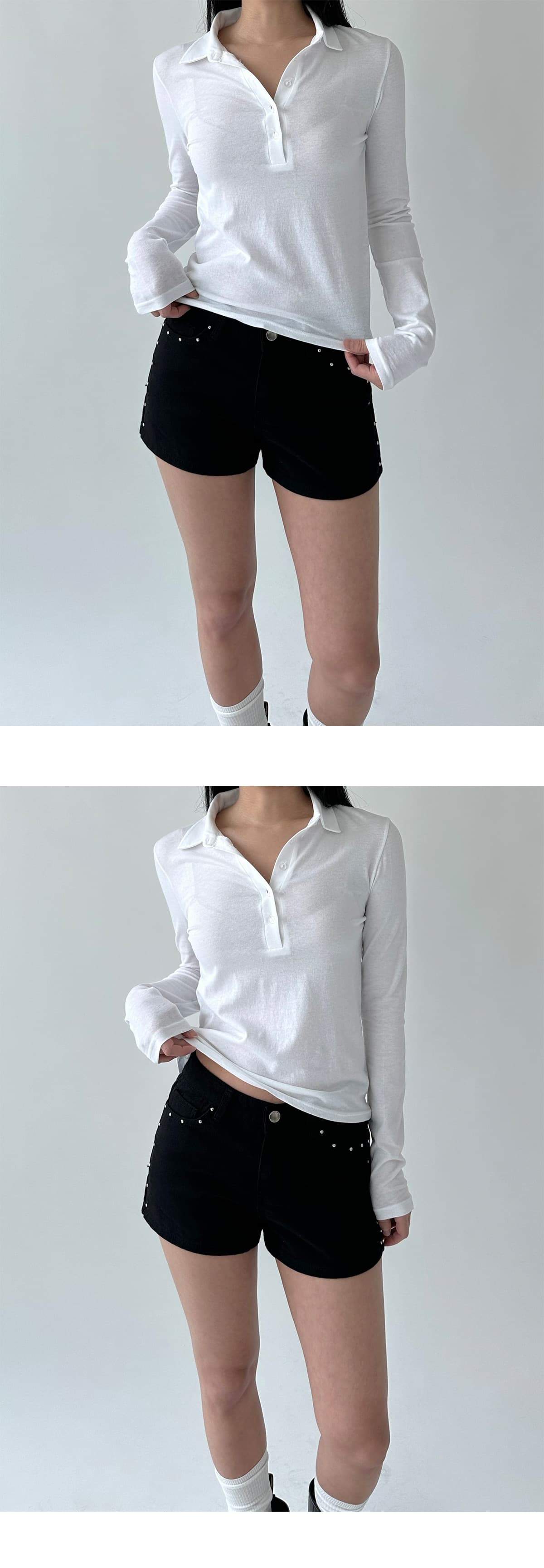 지금 핫걸 측면 연주 중 못 데님 핫 바지 반바지 상세 이미지 7