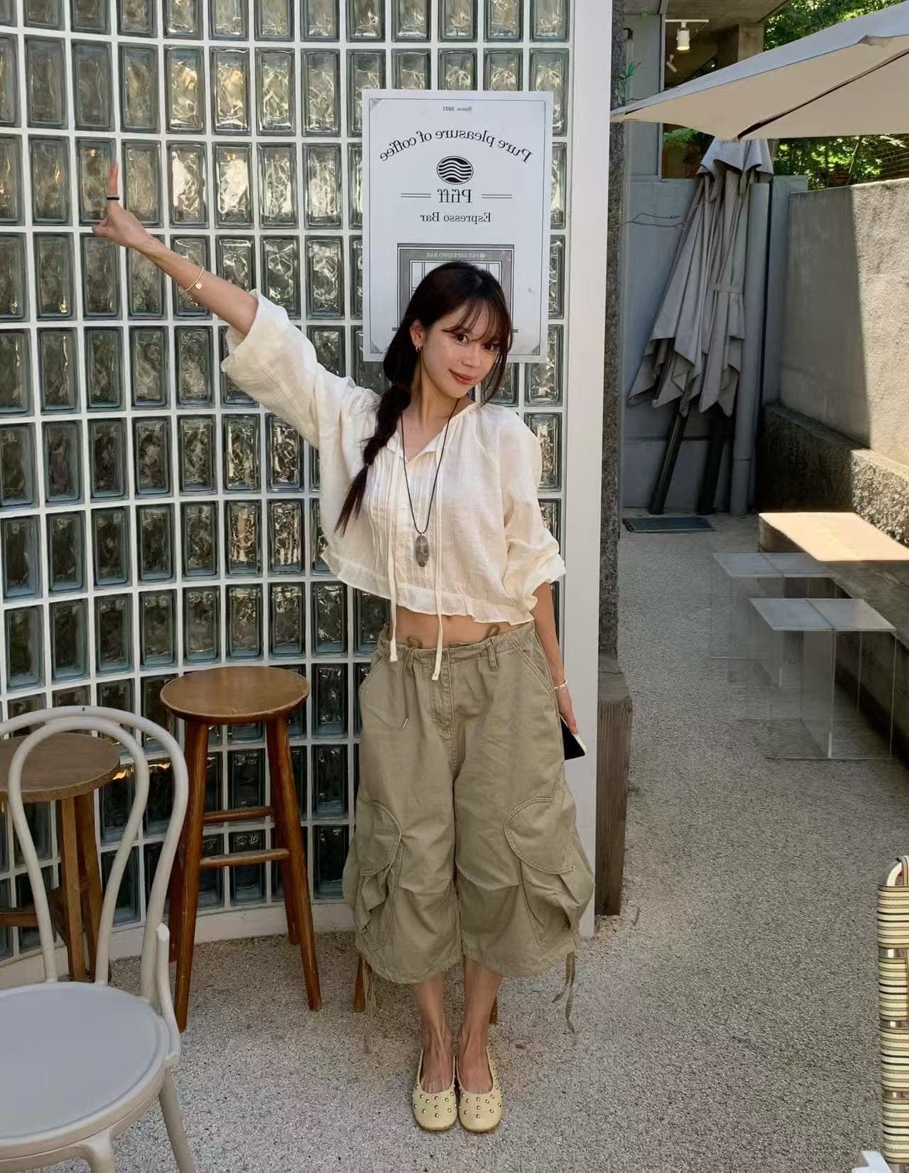 여름 섹션 루즈핏 다용도 주머니 7 점 워크웨어 청바지 이미지 2