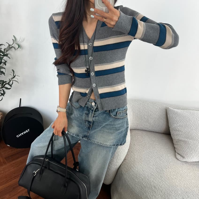 치마 커튼 페이크 레이어드 워싱 레트로 스트레이트 데님 긴 바지 상세 이미지 28