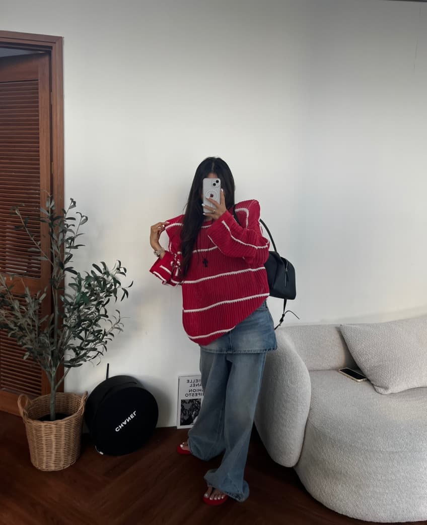 치마 커튼 페이크 레이어드 워싱 레트로 스트레이트 데님 긴 바지 상세 이미지 55