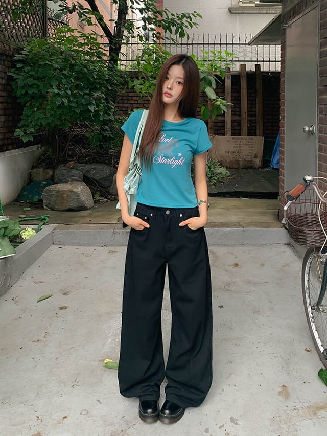 지금 레트로 징 뒤에 벨트 디자인 넓은 다리 루즈핏 청바지 상세 이미지 15