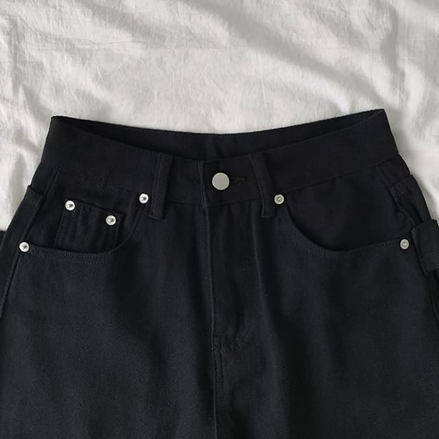 지금 레트로 징 뒤에 벨트 디자인 넓은 다리 루즈핏 청바지 상세 이미지 30