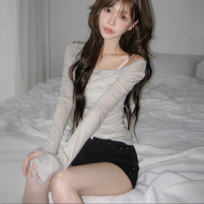 지금 핫걸 측면 연주 중 못 데님 핫 바지 반바지 이미지 2