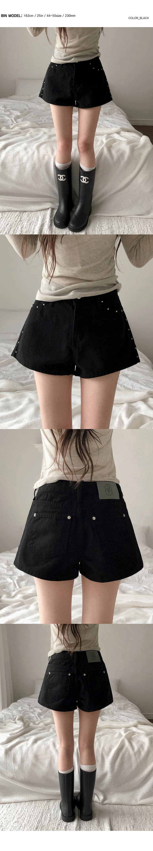 지금 핫걸 측면 연주 중 못 데님 핫 바지 반바지 상세 이미지 1