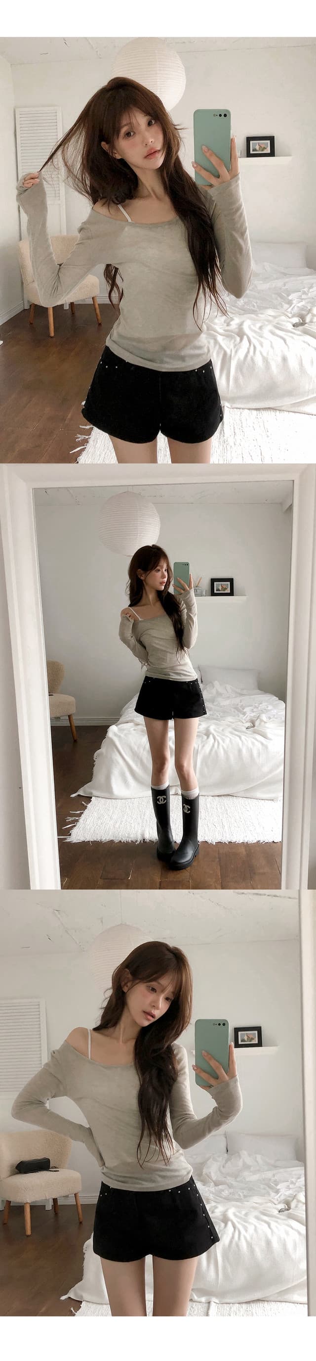 지금 핫걸 측면 연주 중 못 데님 핫 바지 반바지 상세 이미지 5